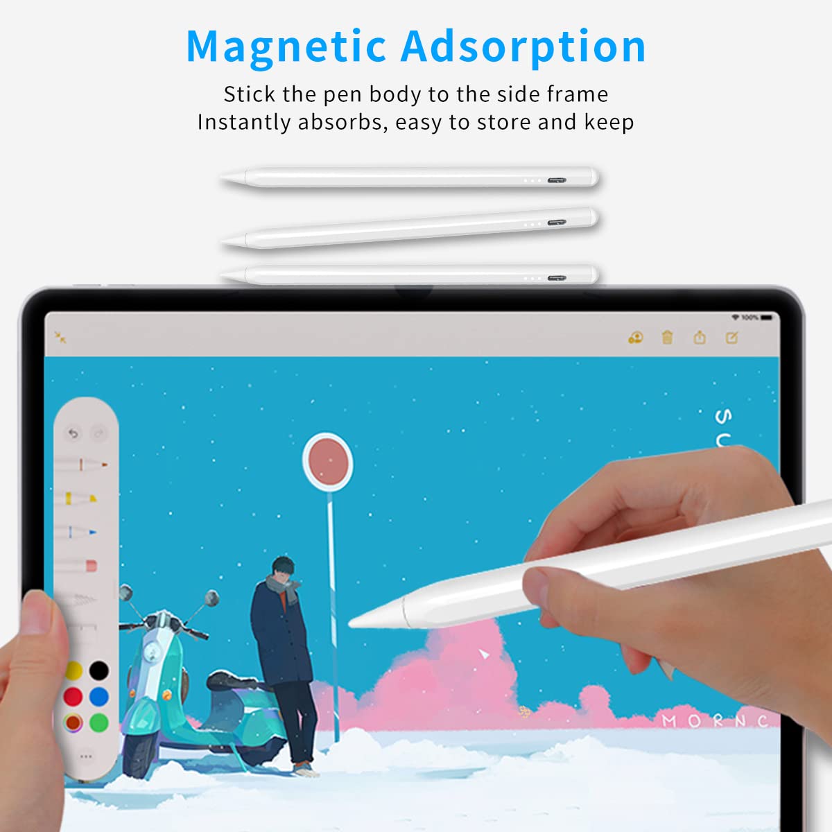 Verilux Stylus Pen Compatible with iPad 2018 and Later, High Precision & Sensitivity, Palm Rejection, Double Tap ON/Off, Power Display, Tilt Sensitivity, Magnetic Attchment, Blue Tooth Connection Verilux Stylus Pen Compatible with iPad 2018 and Later, High Precision & Sensitivity, Palm Rejection, Double Tap ON/Off, Power Display, Tilt Sensitivity, Magnetic Attchment, Blue Tooth Connection